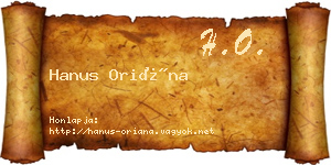 Hanus Oriána névjegykártya